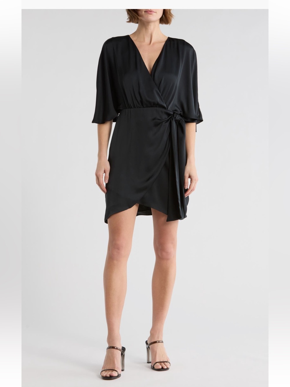 Ramy Brook Alexis Faux Wrap Minidress mini dress plus size 24 black NWT